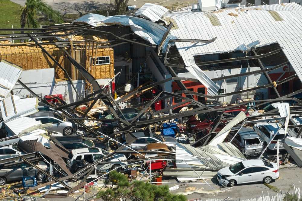 A destroyed building after Hurricane Ian.