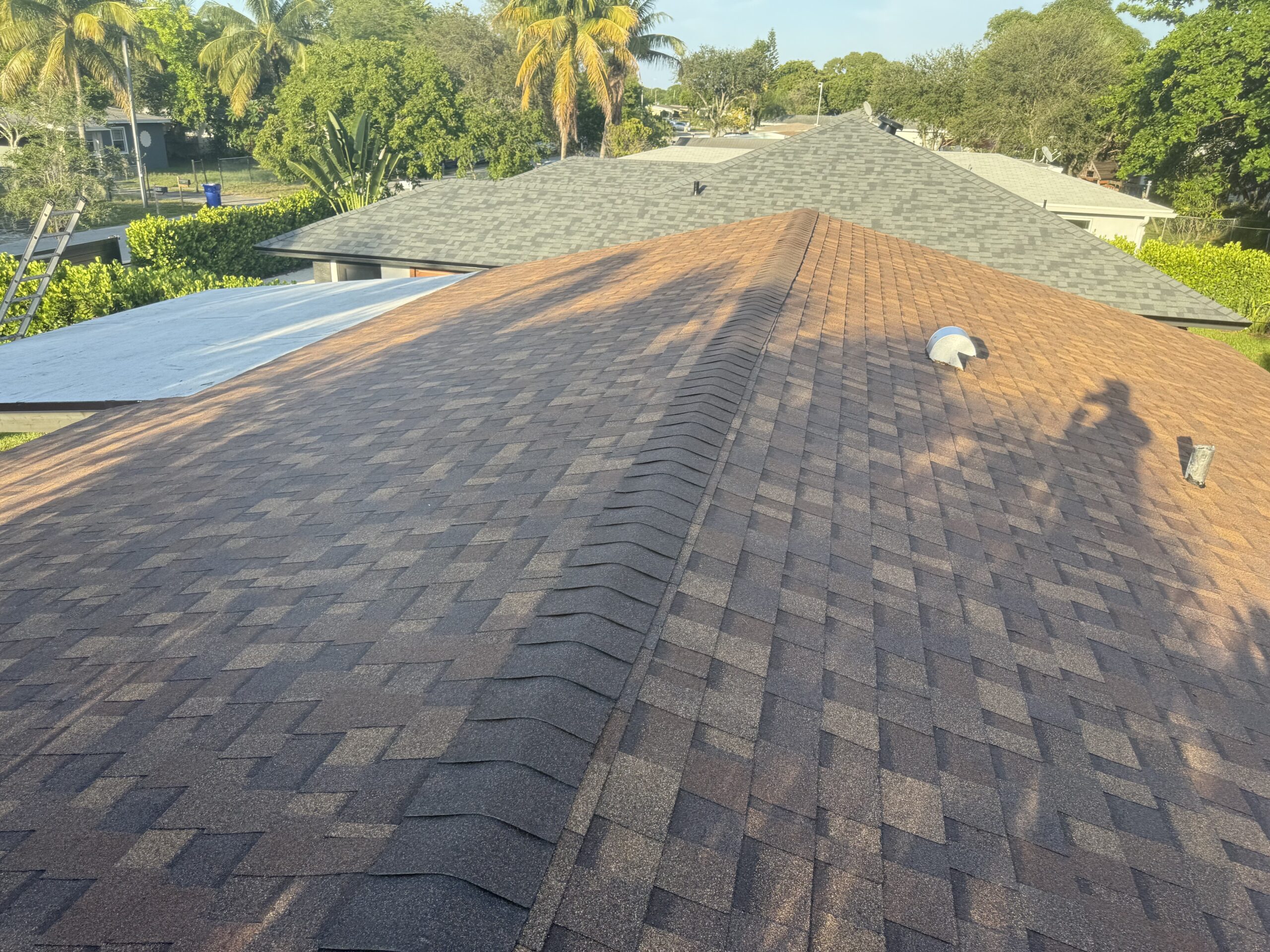 Front view of Robert Lewis’s home with new roof and fascia installed through the Hurricane Safety Program