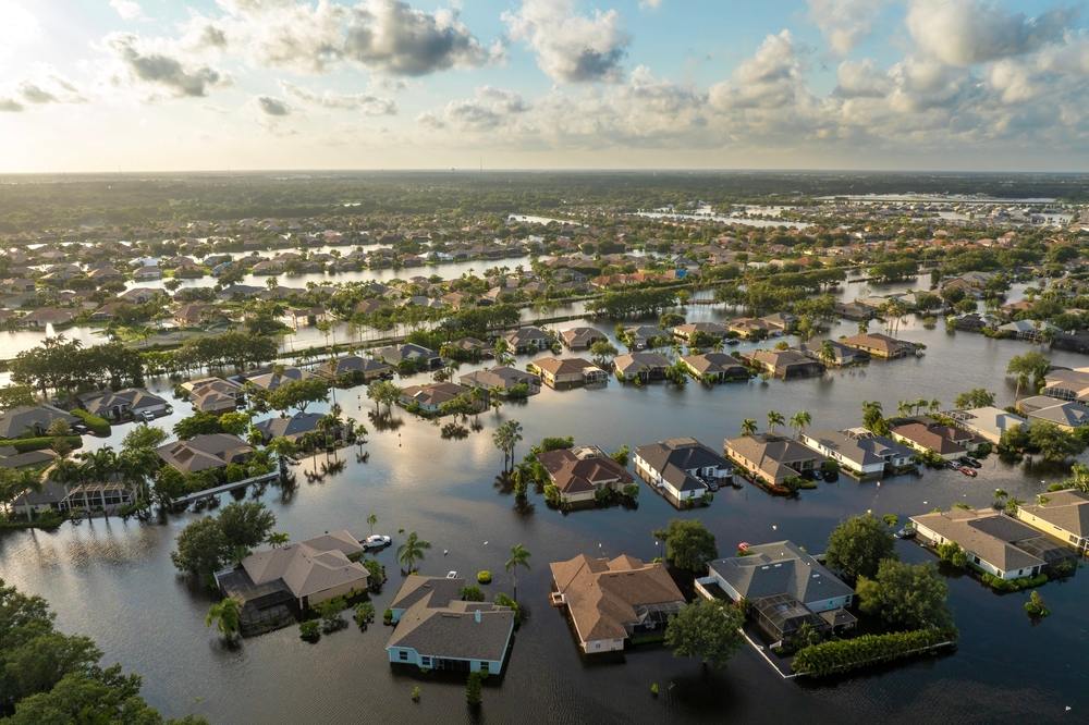 Massive flooding after a hurricane in Florida.