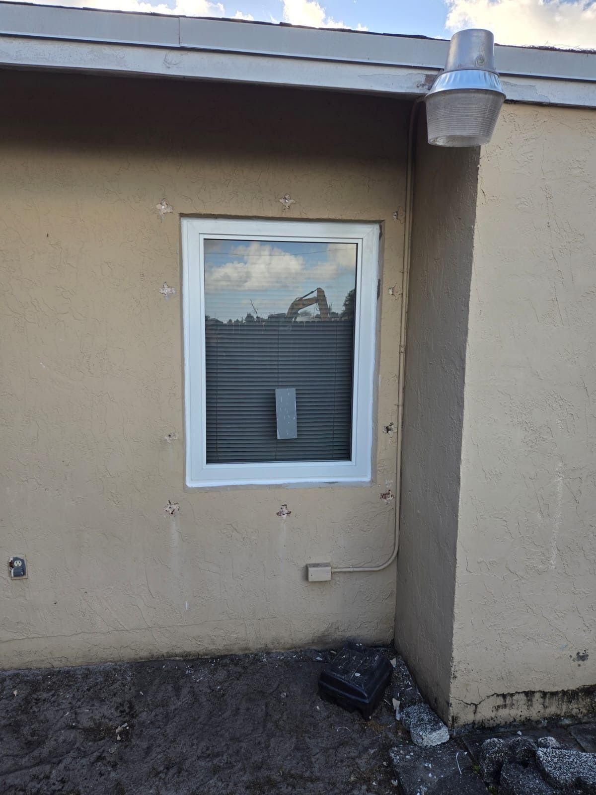 Impact window white frame in florida home