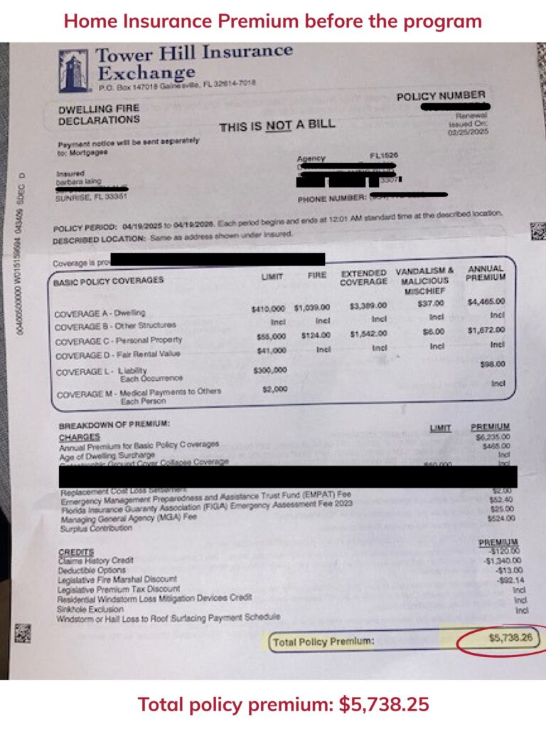 Home insurance declaration page
