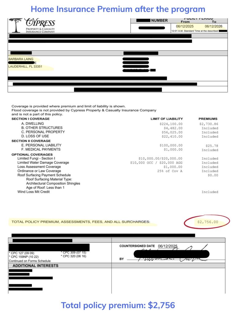 Home insurance declaration page