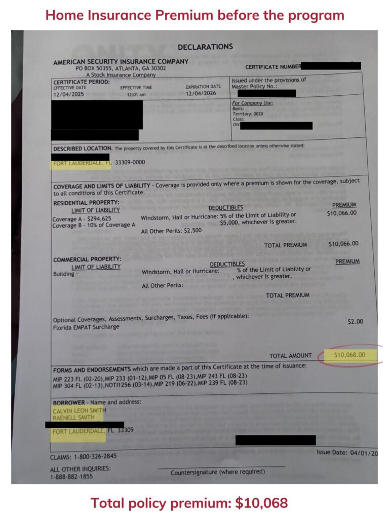 Home insurance declaration page