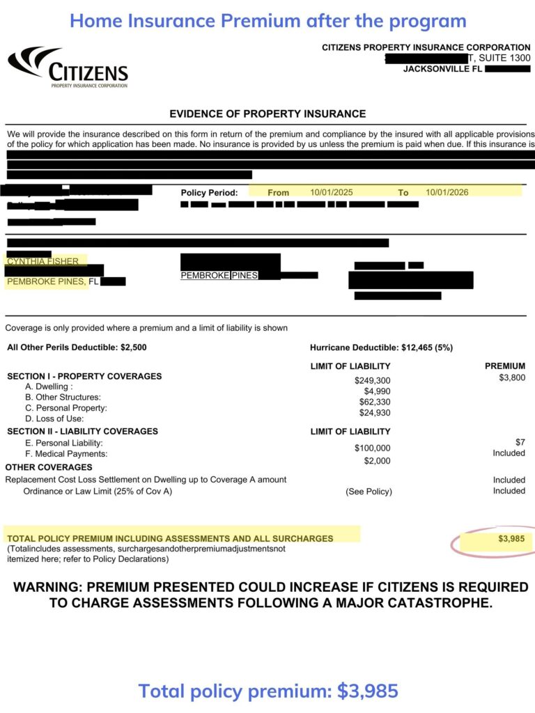 Home insurance declaration page