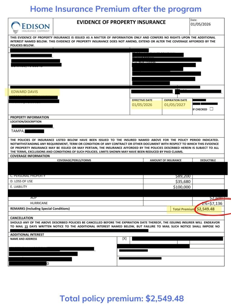 Home insurance declaration page