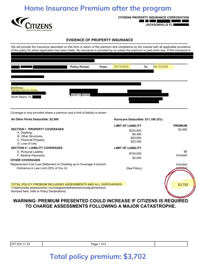 Home insurance declaration page
