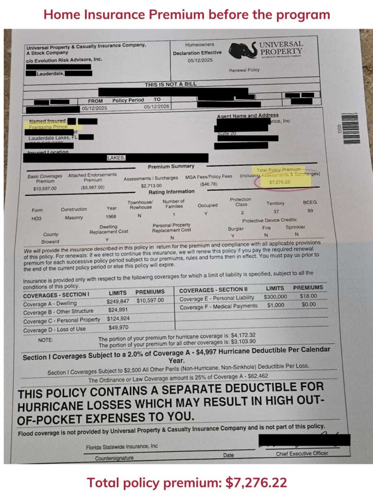 Home insurance declaration page
