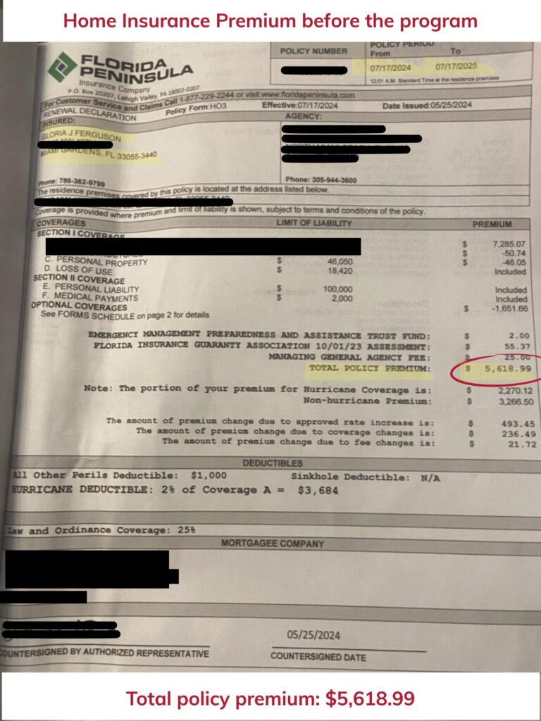 Home insurance declaration page