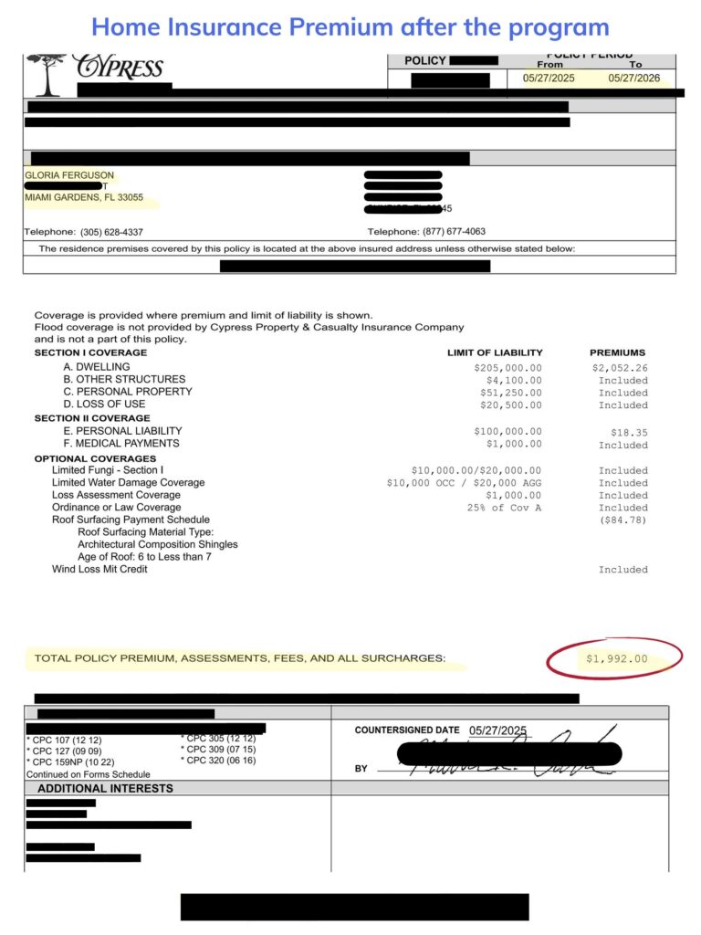 Home insurance declaration page