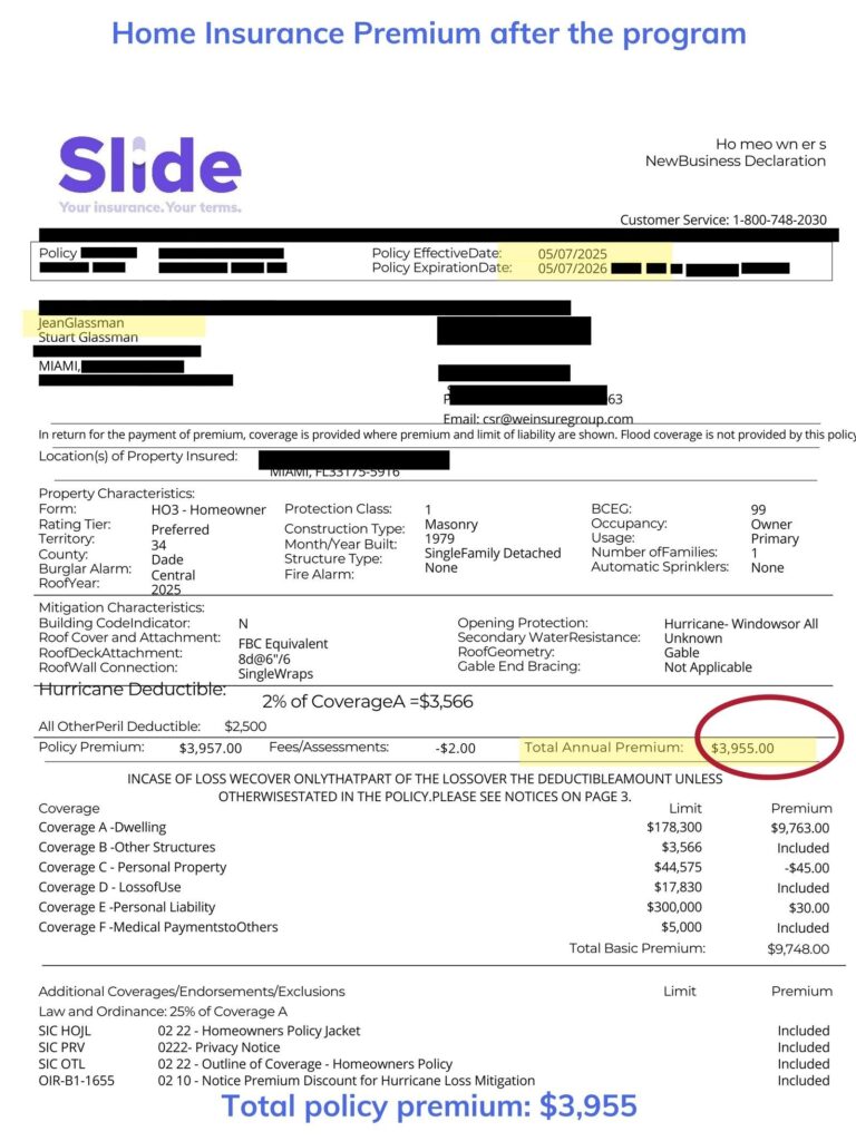 Home insurance declaration page