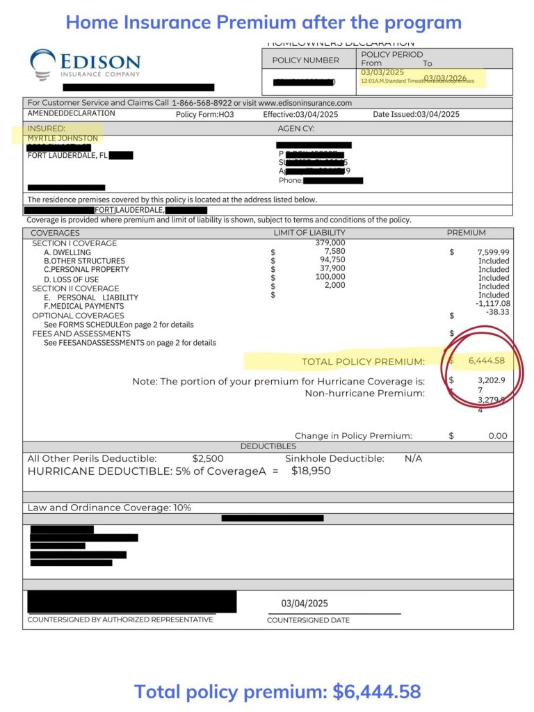 Home insurance declaration page