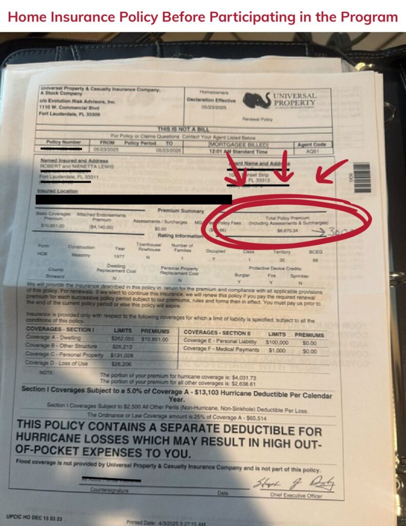 Home insurance declaration page