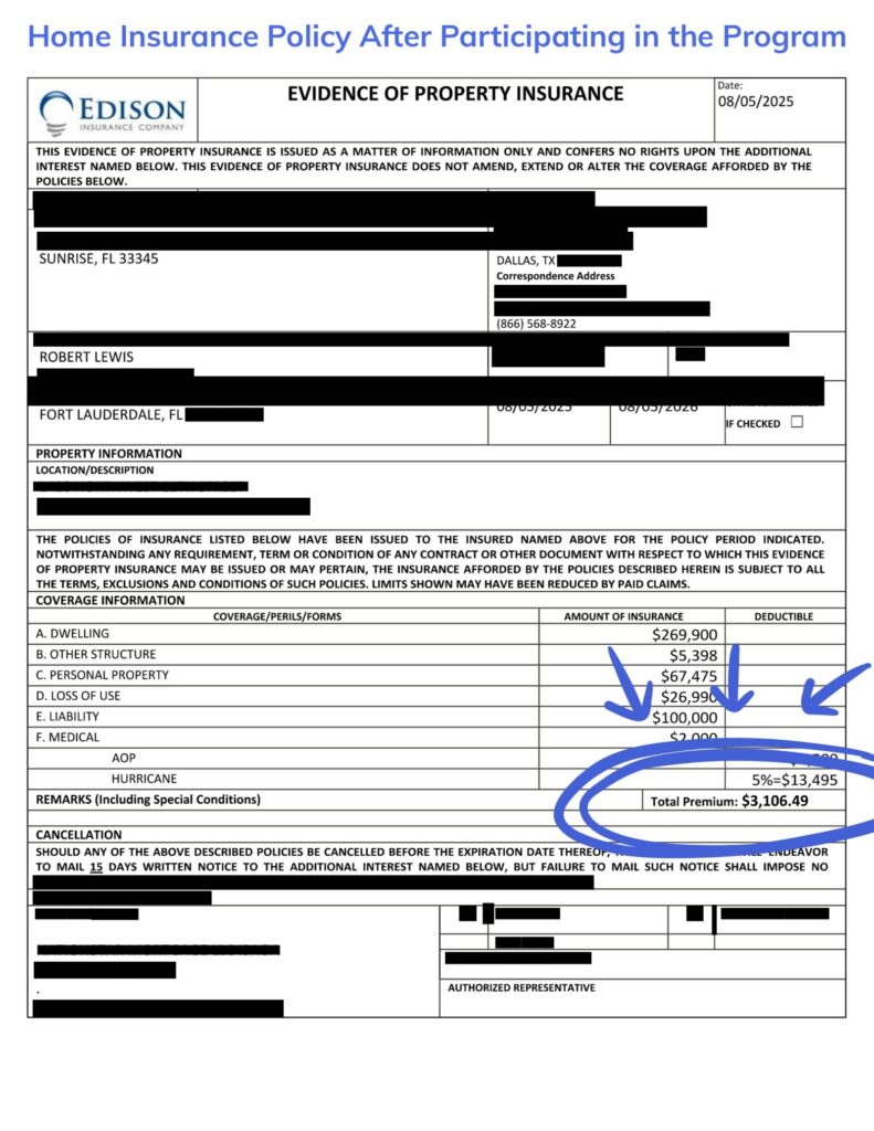 Home insurance declaration page