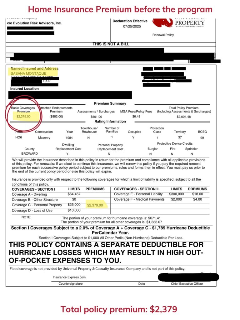 Home insurance declaration page