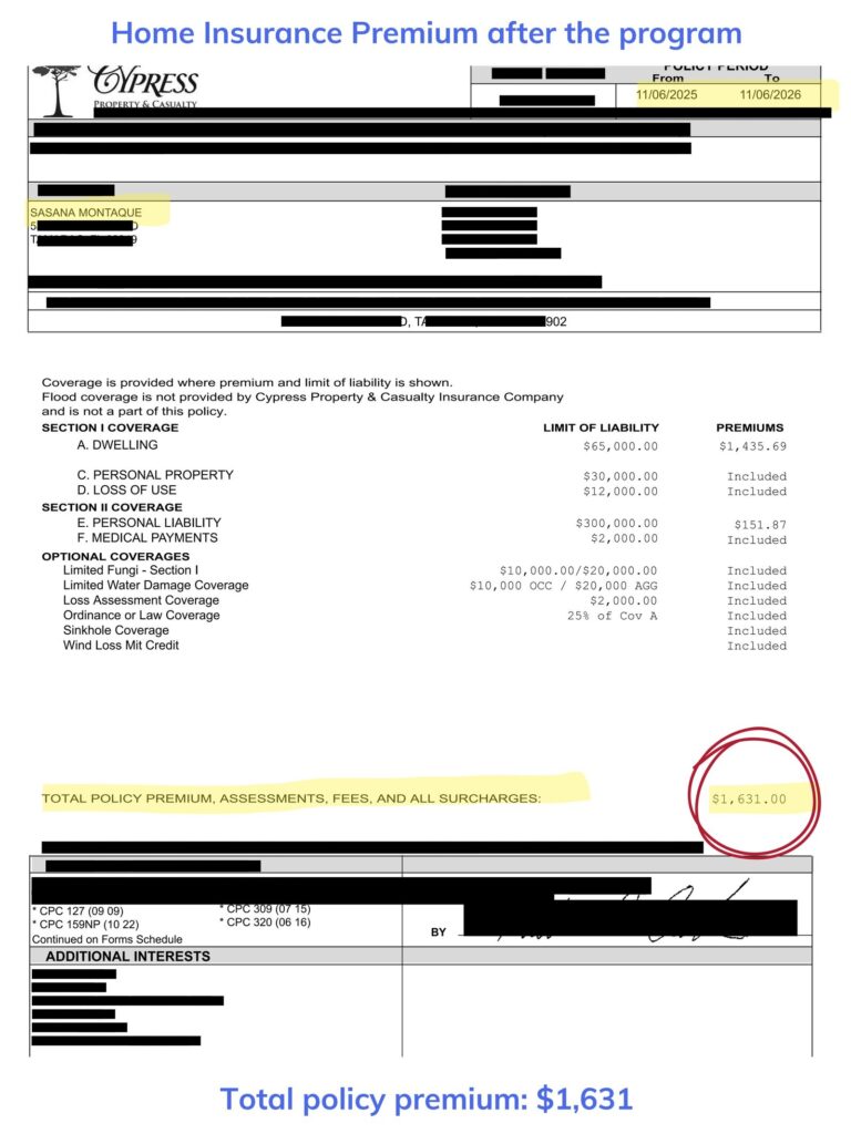 Home insurance declaration page