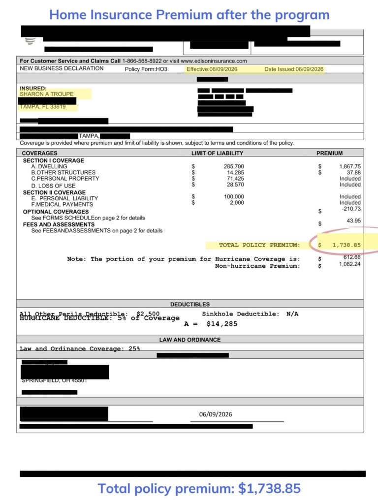 Home insurance declaration page