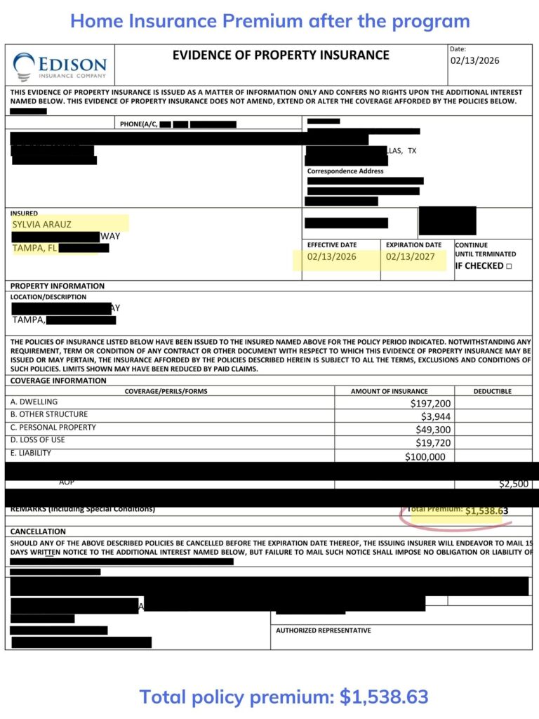 Home insurance declaration page