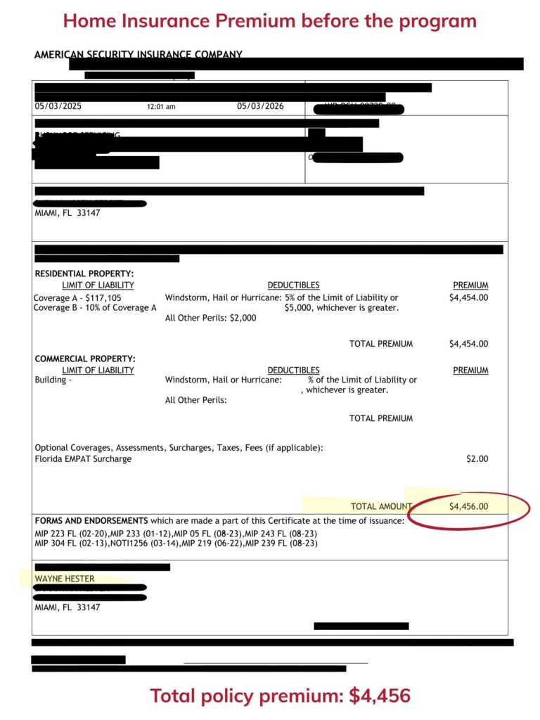 Home insurance declaration page