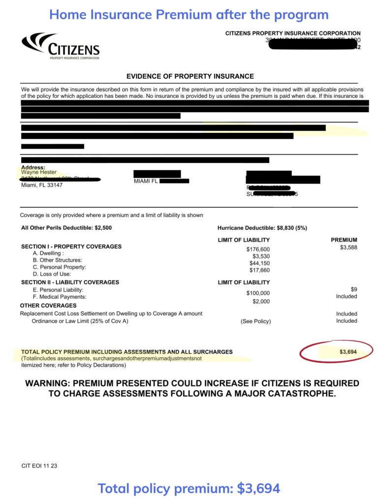 Home insurance declaration page